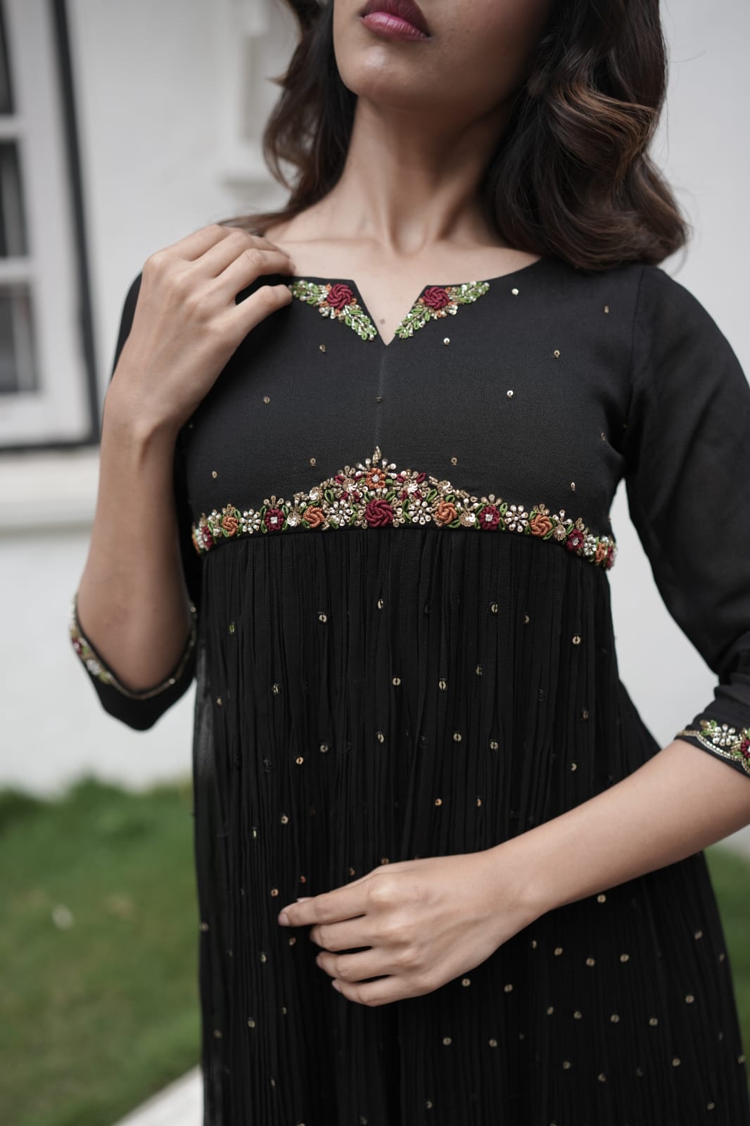 Handworked Pleated Kurta