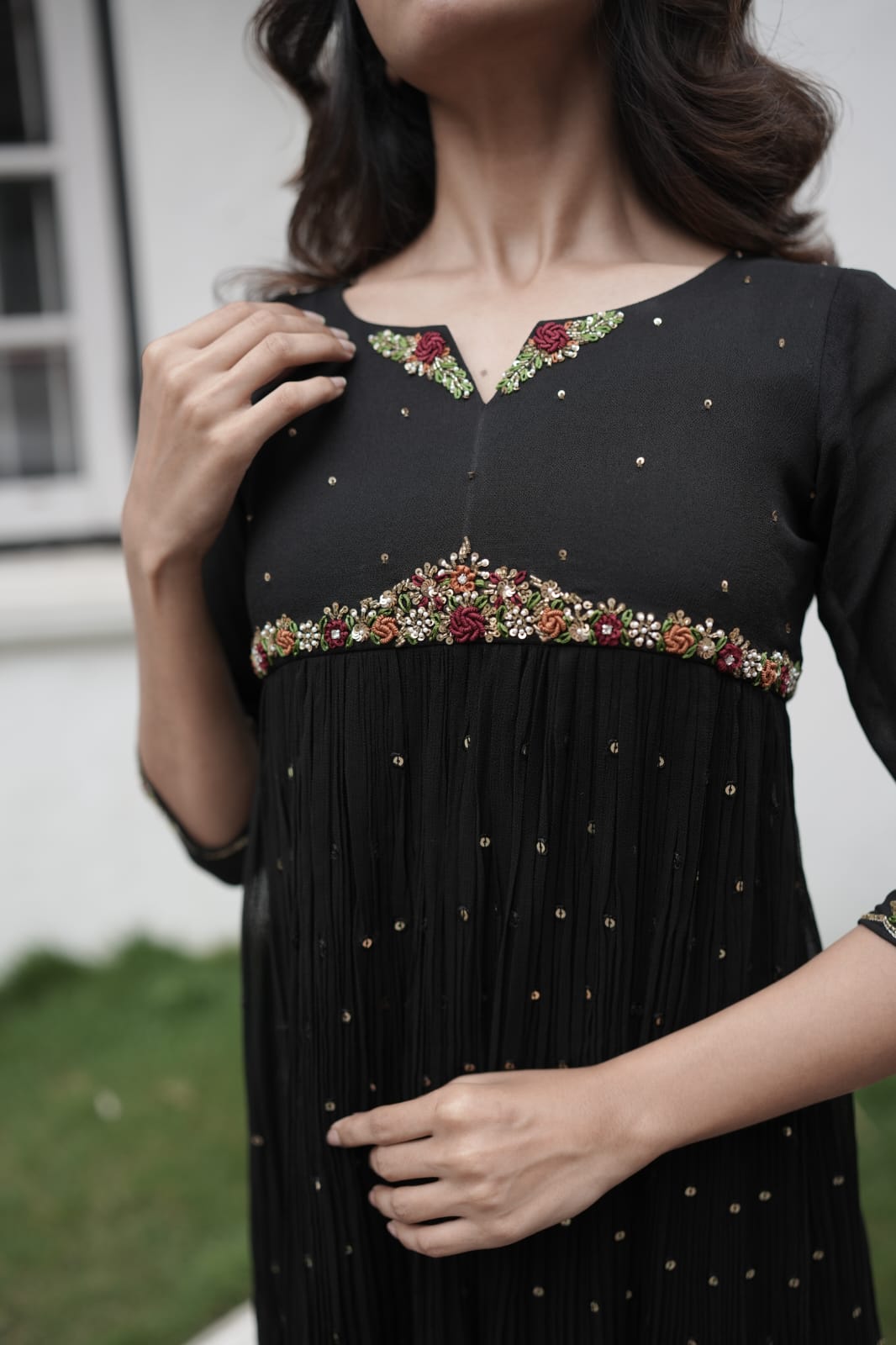 Handworked Pleated Kurta