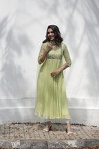 Handworked Pleated Kurta with Dupatta