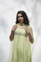 Handworked Pleated Kurta with Dupatta