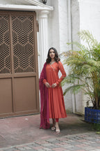 Handworked Panel Cut Kurta with Dupatta
