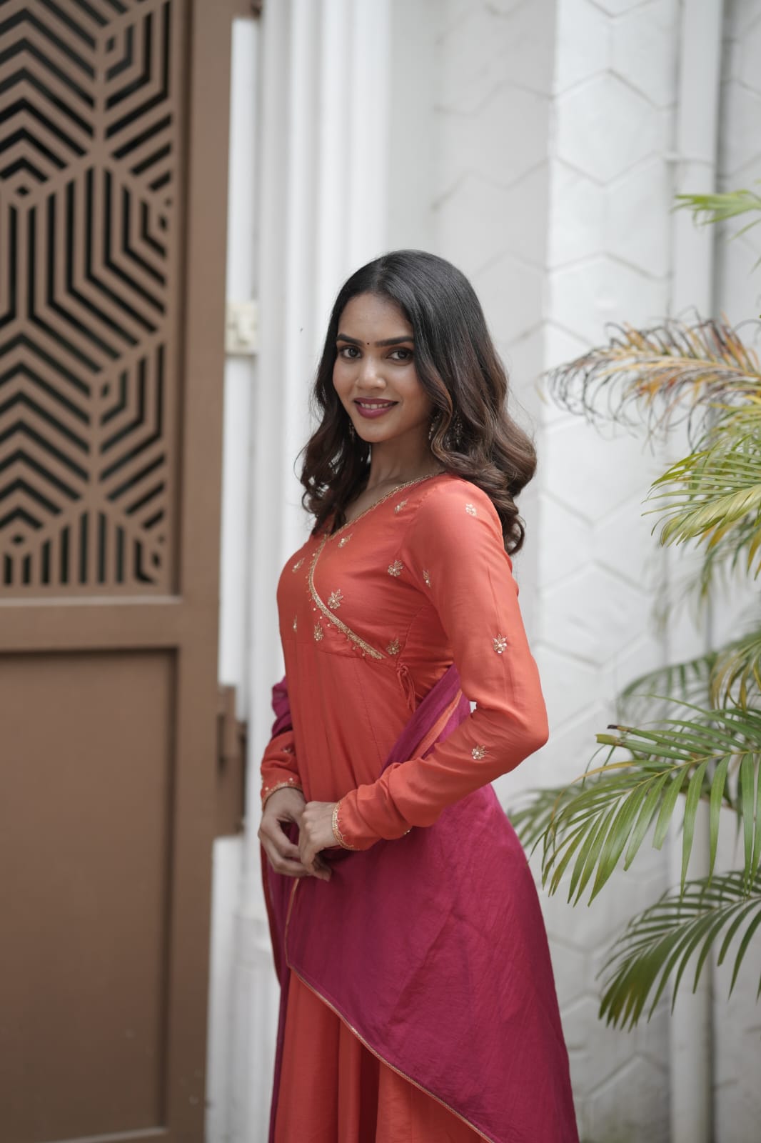 Handworked Panel Cut Kurta with Dupatta