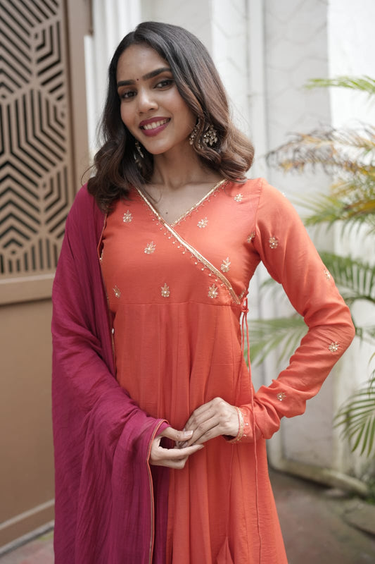 Handworked Panel Cut Kurta with Dupatta