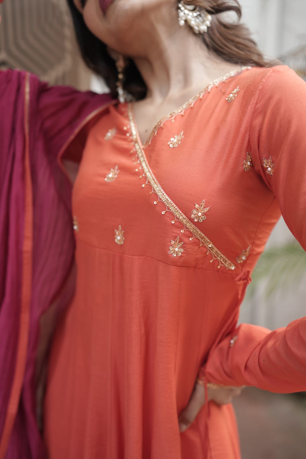 Handworked Panel Cut Kurta with Dupatta