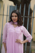 Handworked Pleated Kurta with Dupatta