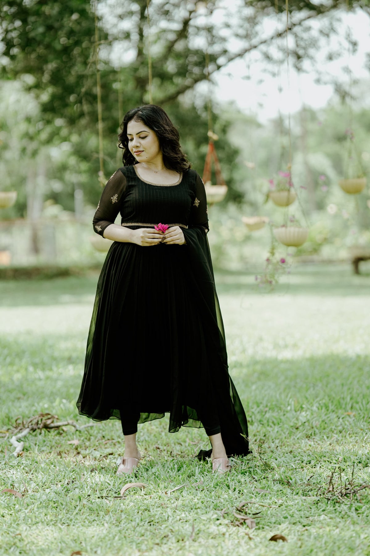 Handworked Pleated Kurta with Dupatta