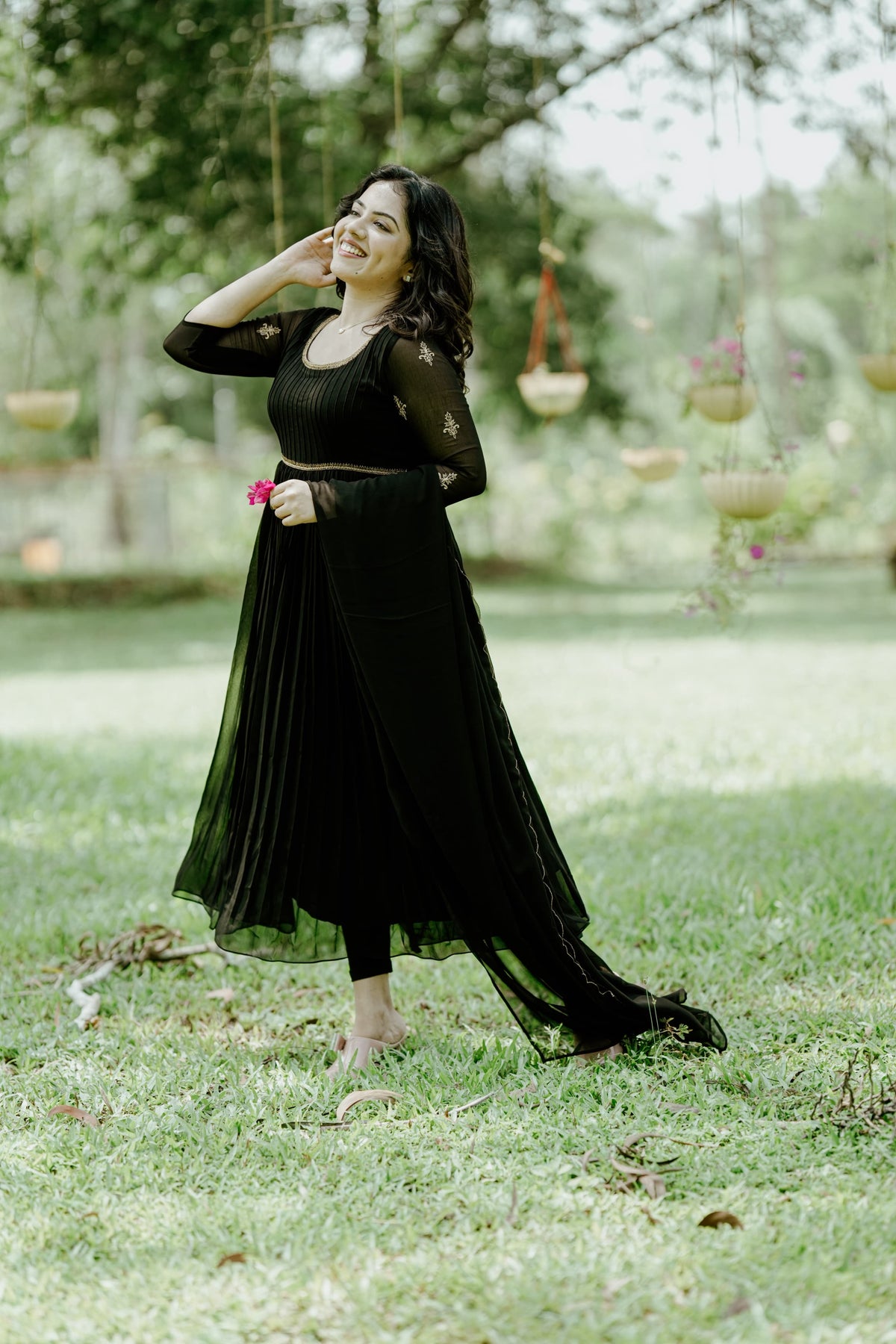 Handworked Pleated Kurta with Dupatta