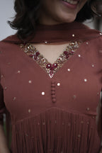 Handworked Pleated Kurta with Dupatta