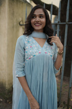 Handworked Pleated Kurta with Dupatta