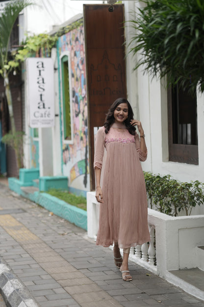 Handworked Pleated Kurta with Dupatta