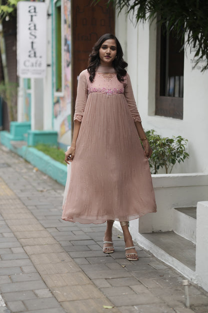 Handworked Pleated Kurta with Dupatta