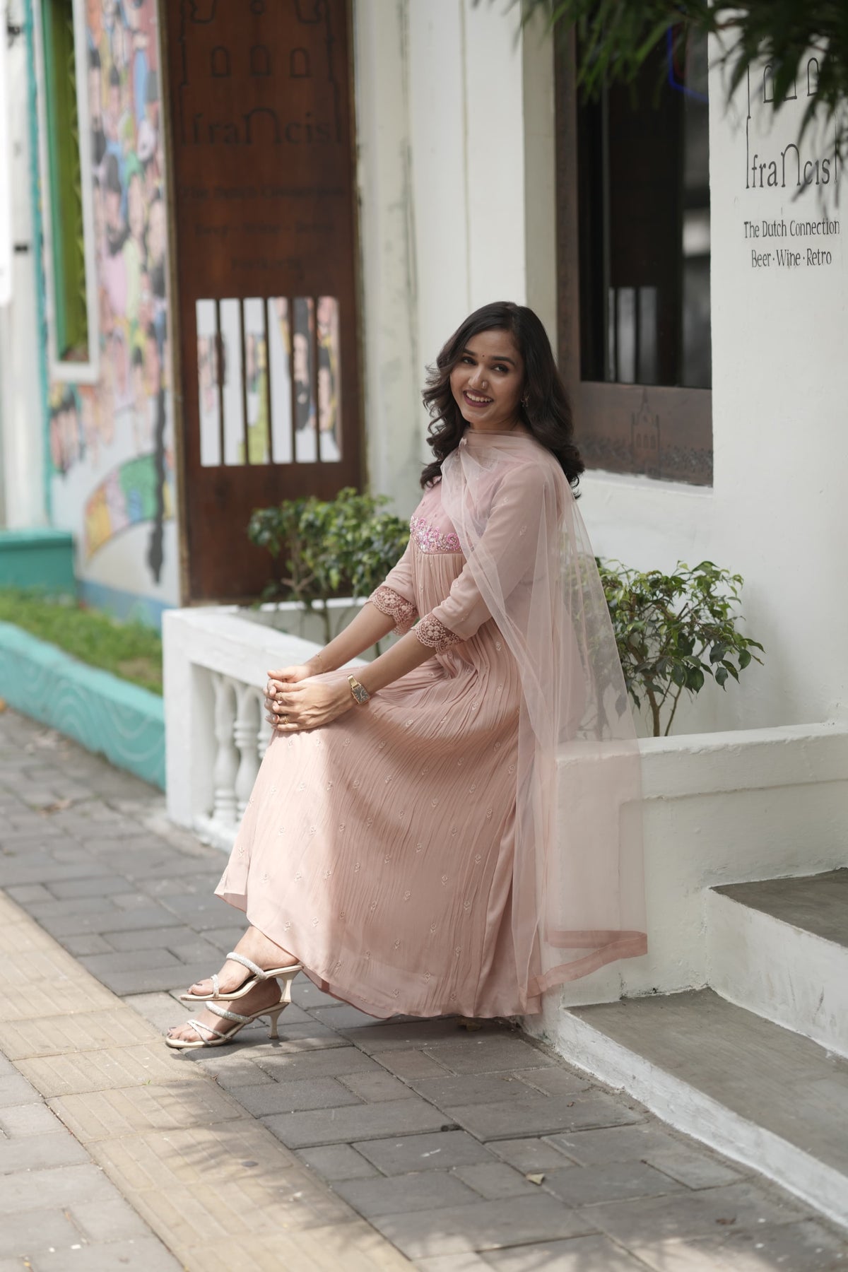 Handworked Pleated Kurta with Dupatta