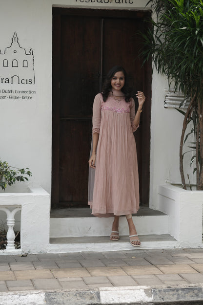Handworked Pleated Kurta with Dupatta