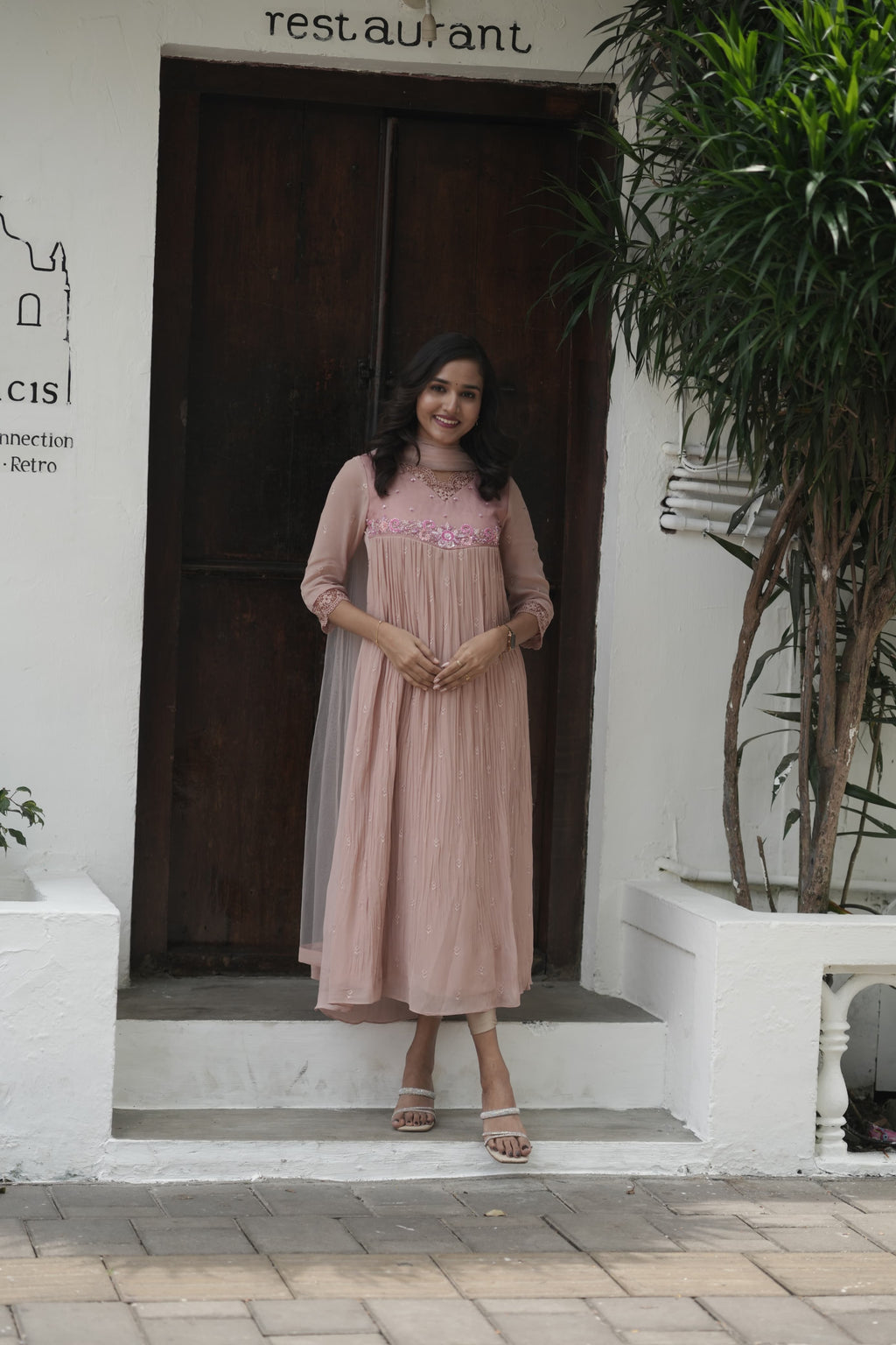 Handworked Pleated Kurta with Dupatta