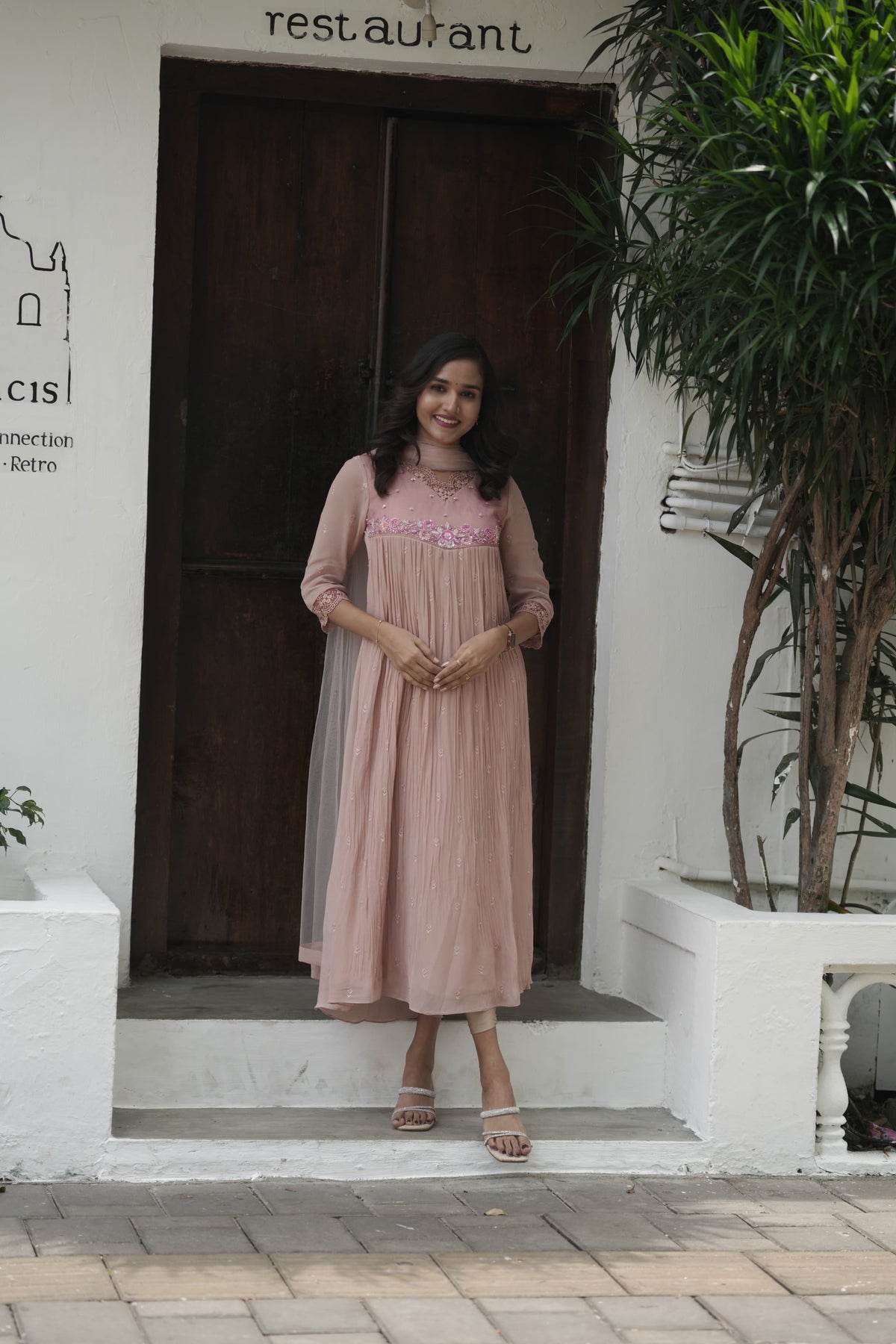 Handworked Pleated Kurta with Dupatta
