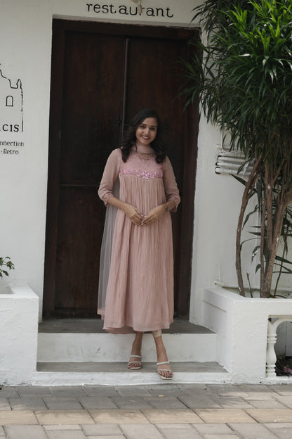 Handworked Pleated Kurta with Dupatta