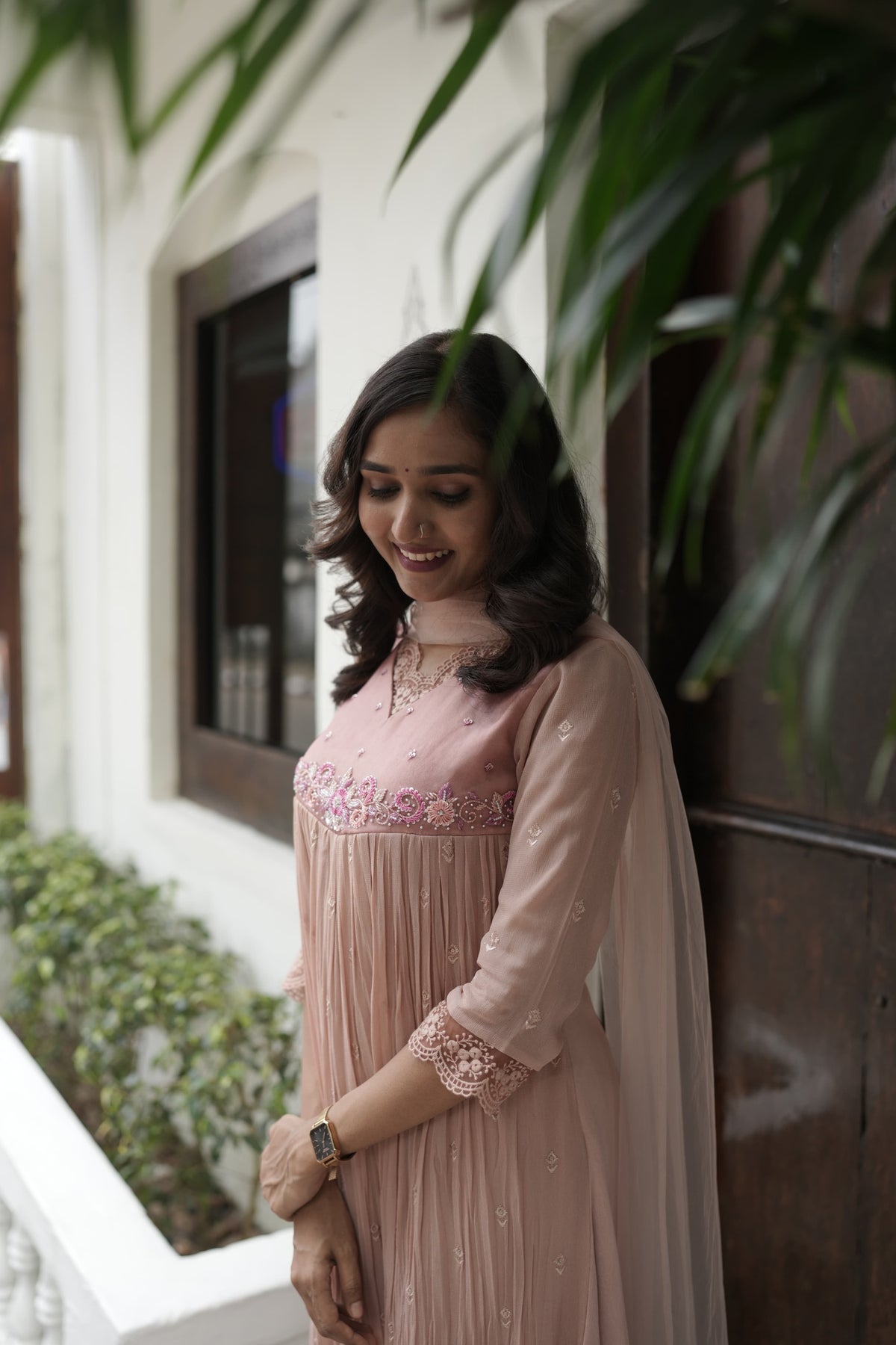 Handworked Pleated Kurta with Dupatta