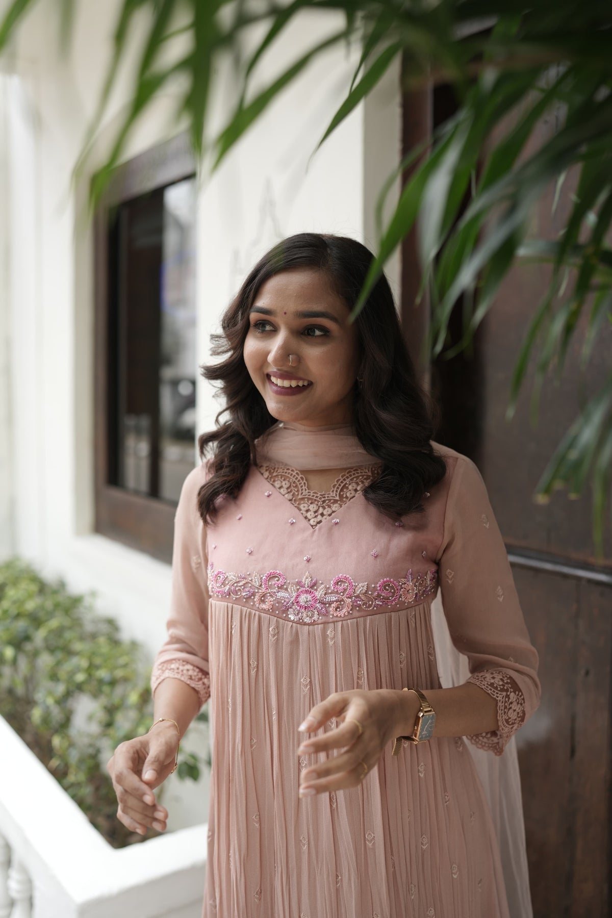 Handworked Pleated Kurta with Dupatta