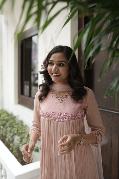 Handworked Pleated Kurta with Dupatta
