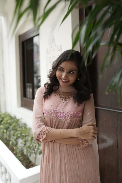 Handworked Pleated Kurta with Dupatta