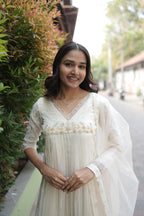 Handworked Pleated Kurta with Dupatta