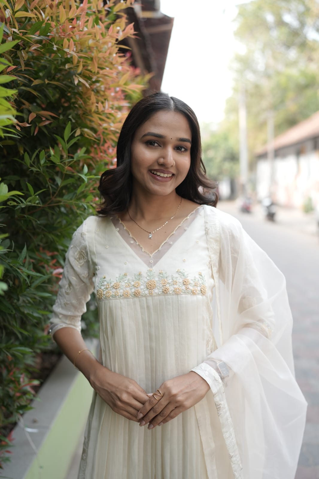 Handworked Pleated Kurta with Dupatta