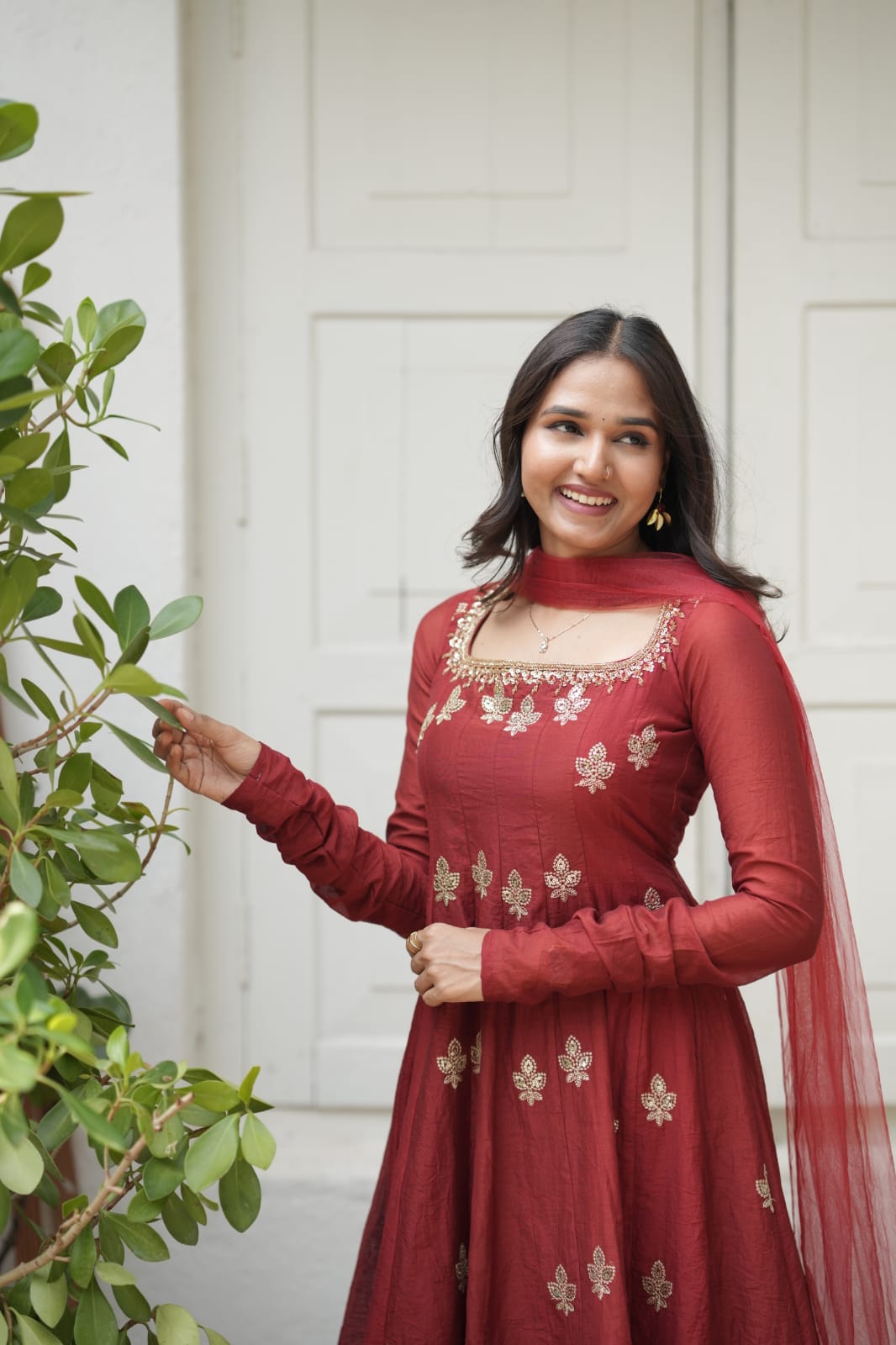 Handworked Panel Cut Kurta with Dupatta