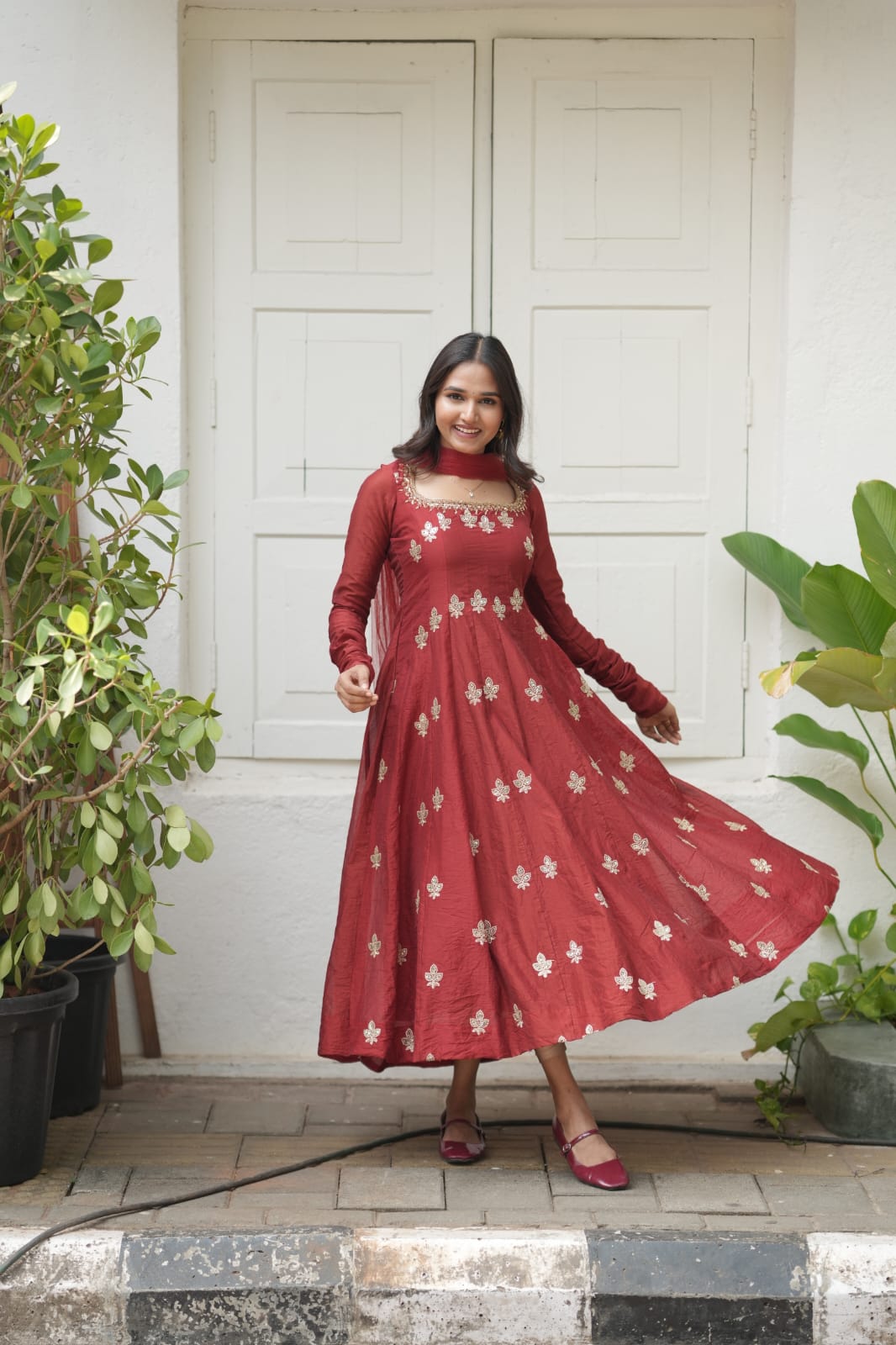 Handworked Panel Cut Kurta with Dupatta
