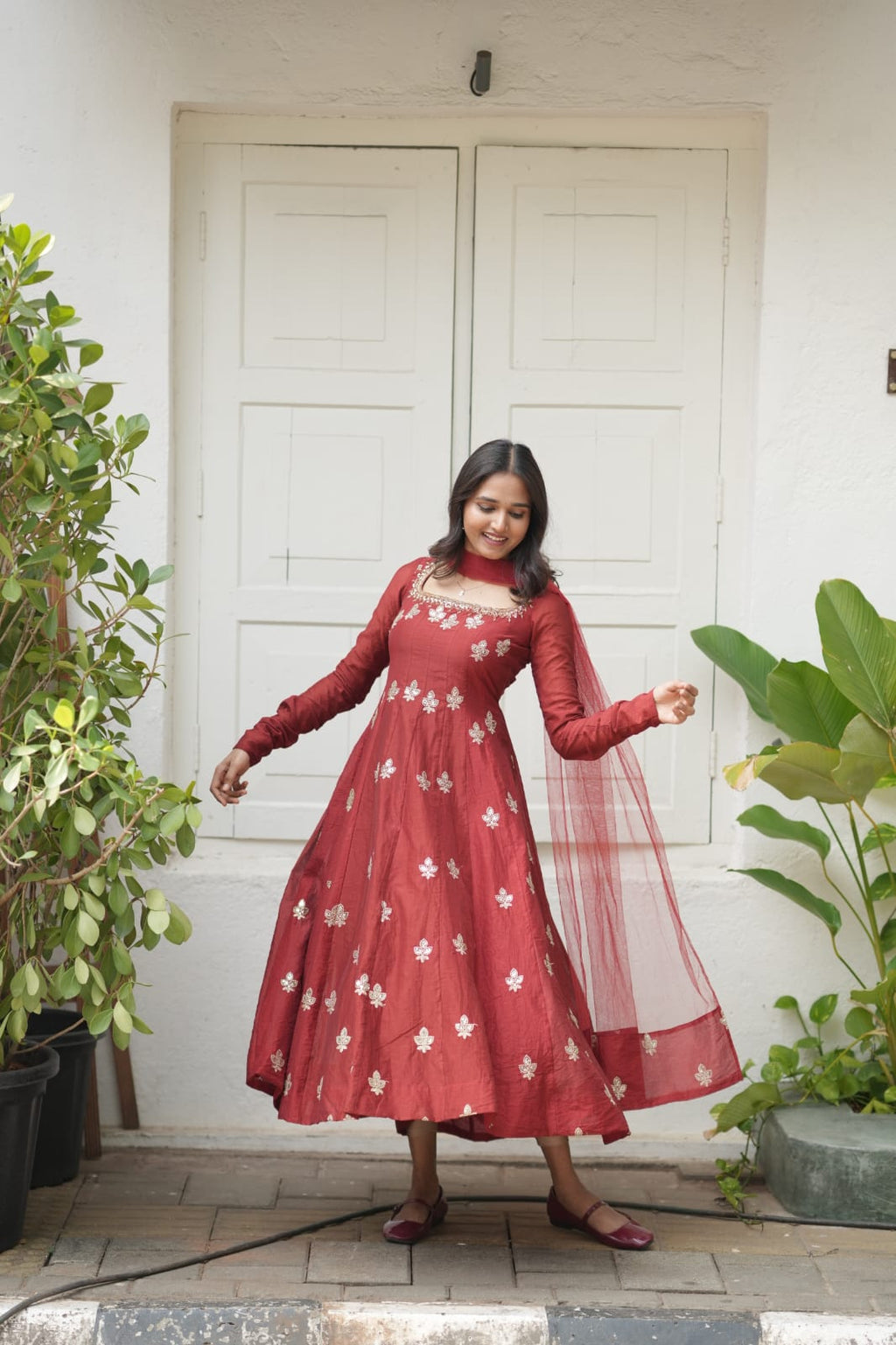 Handworked Panel Cut Kurta with Dupatta