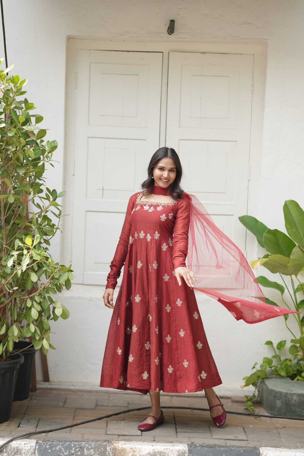 Handworked Panel Cut Kurta with Dupatta