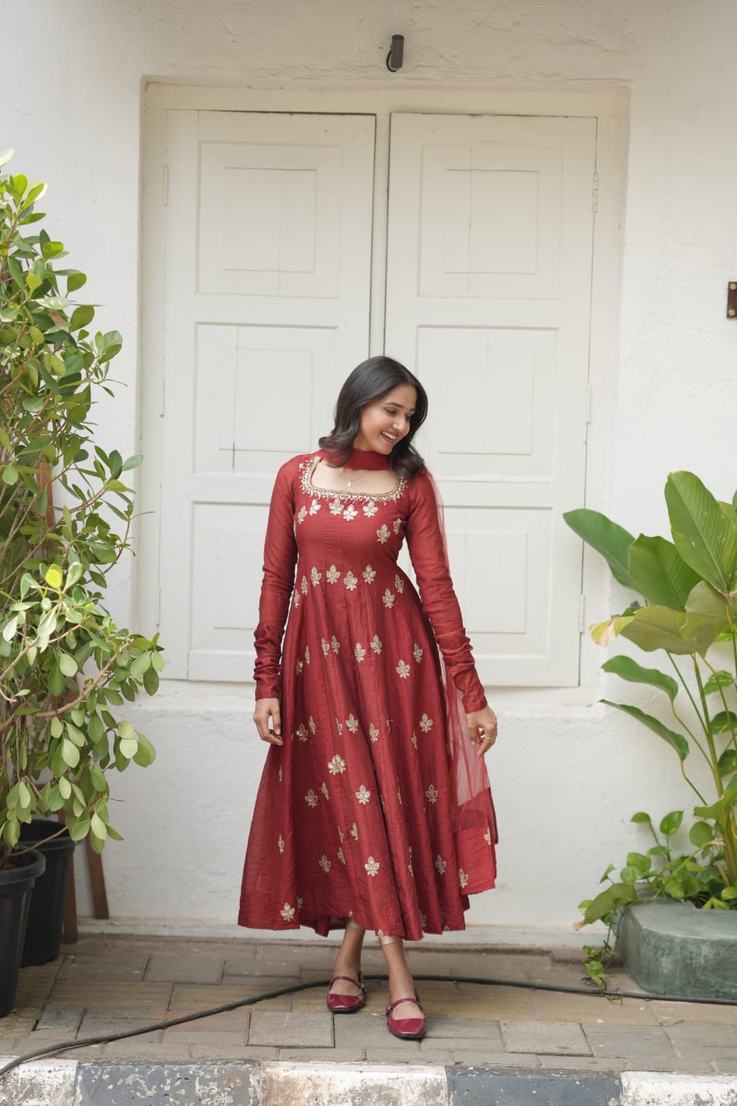 Handworked Panel Cut Kurta with Dupatta