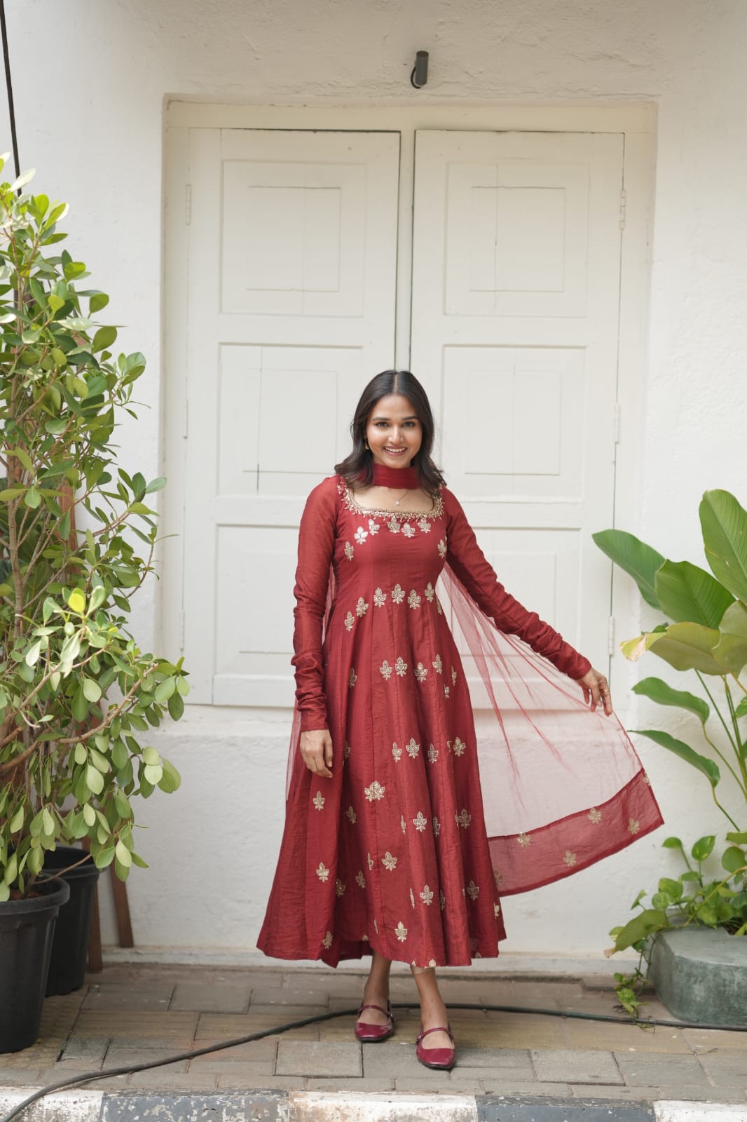 Handworked Panel Cut Kurta with Dupatta