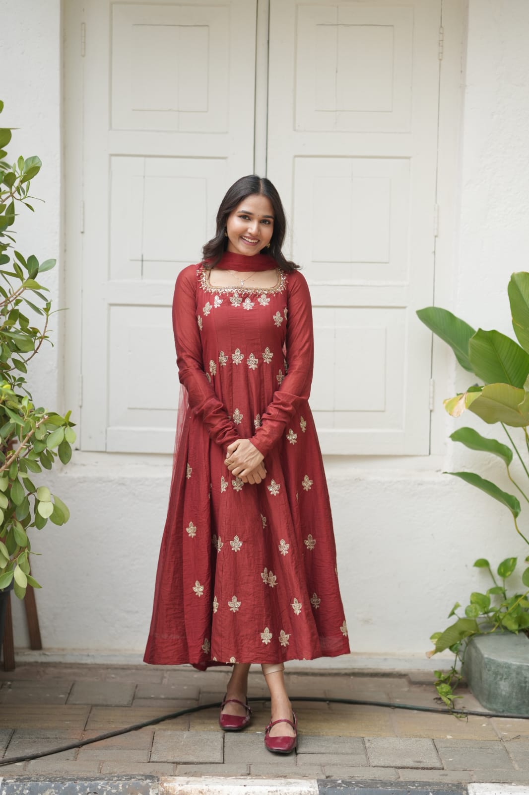 Handworked Panel Cut Kurta with Dupatta