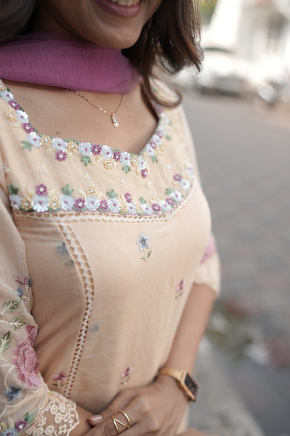 Handworked Panel cut kurta with Dupatta