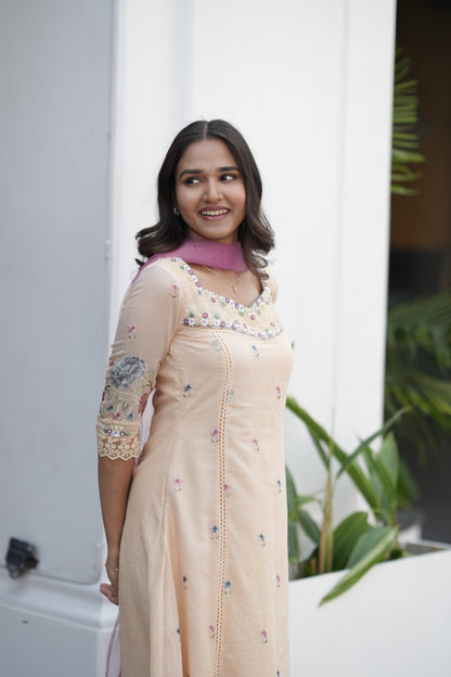 Handworked Panel cut kurta with Dupatta