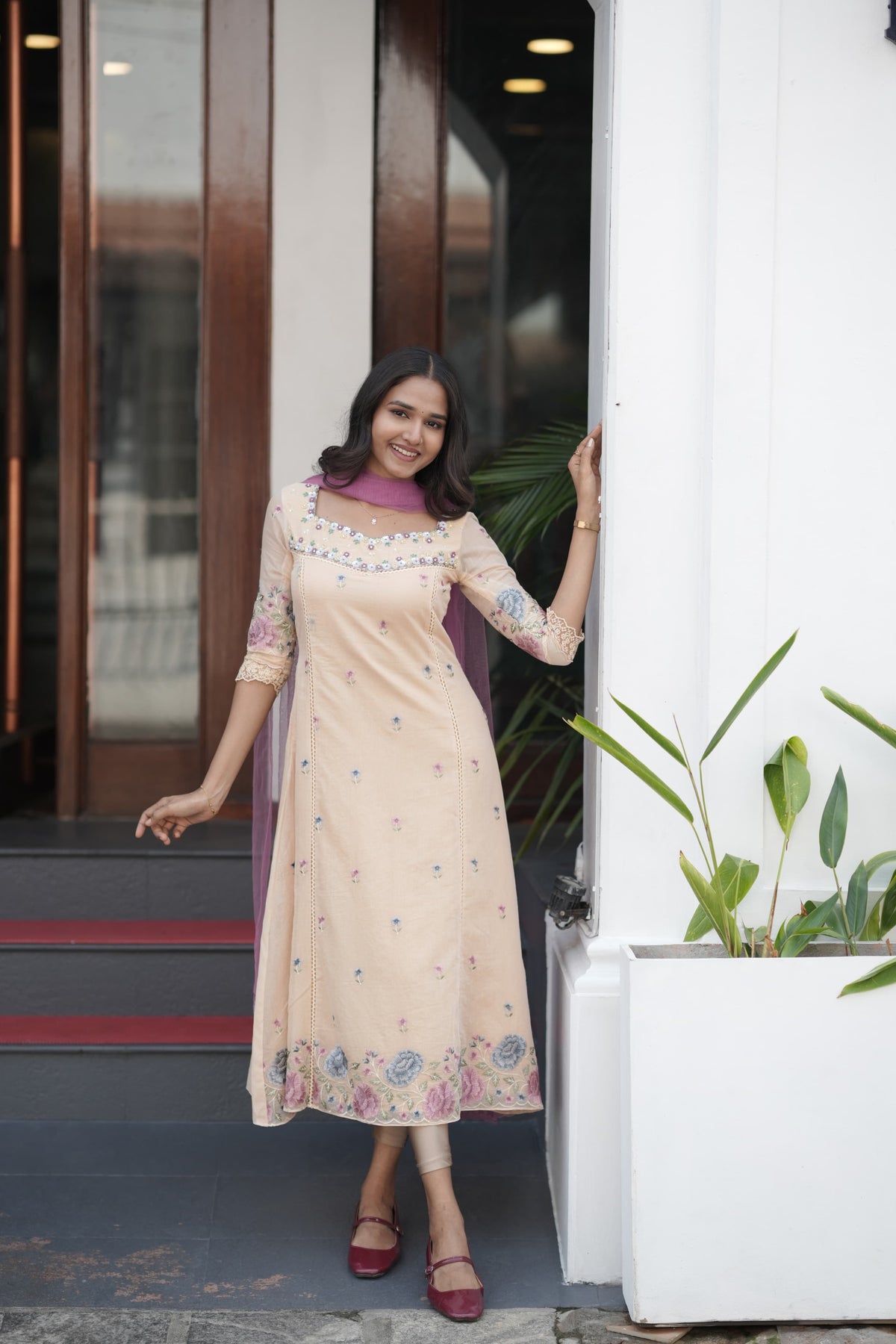 Handworked Panel cut kurta with Dupatta