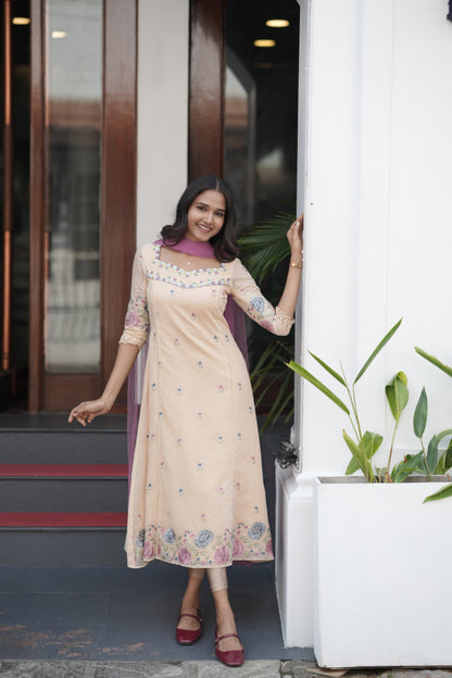 Handworked Panel cut kurta with Dupatta