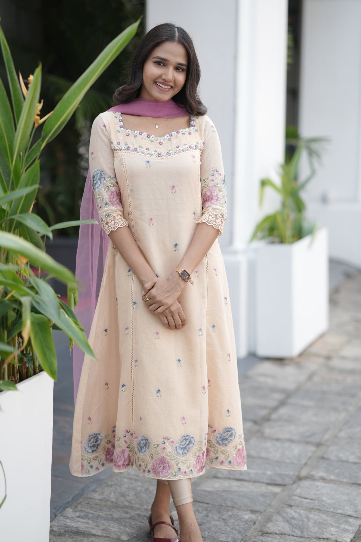 Handworked Panel cut kurta with Dupatta