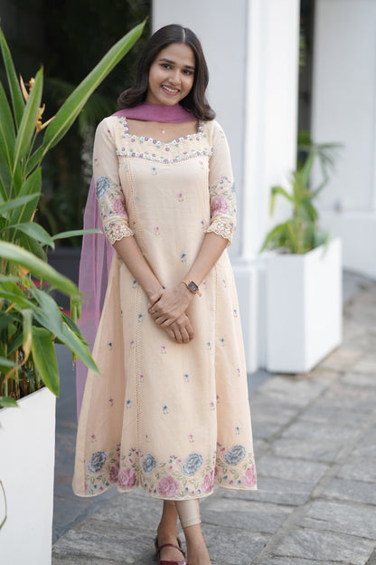 Handworked Panel cut kurta with Dupatta