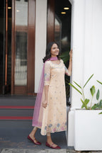 Handworked Panel cut kurta with Dupatta