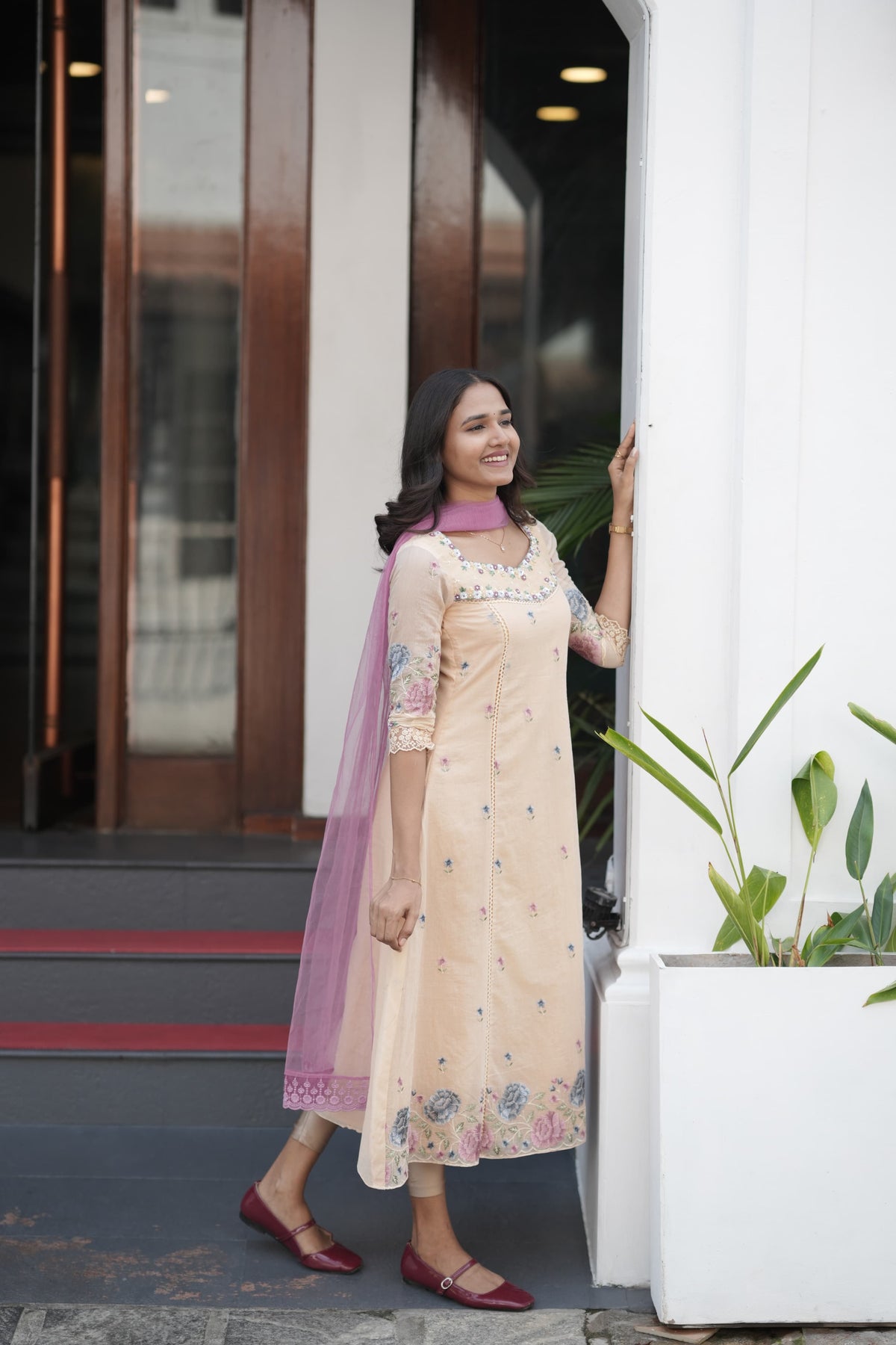 Handworked Panel cut kurta with Dupatta