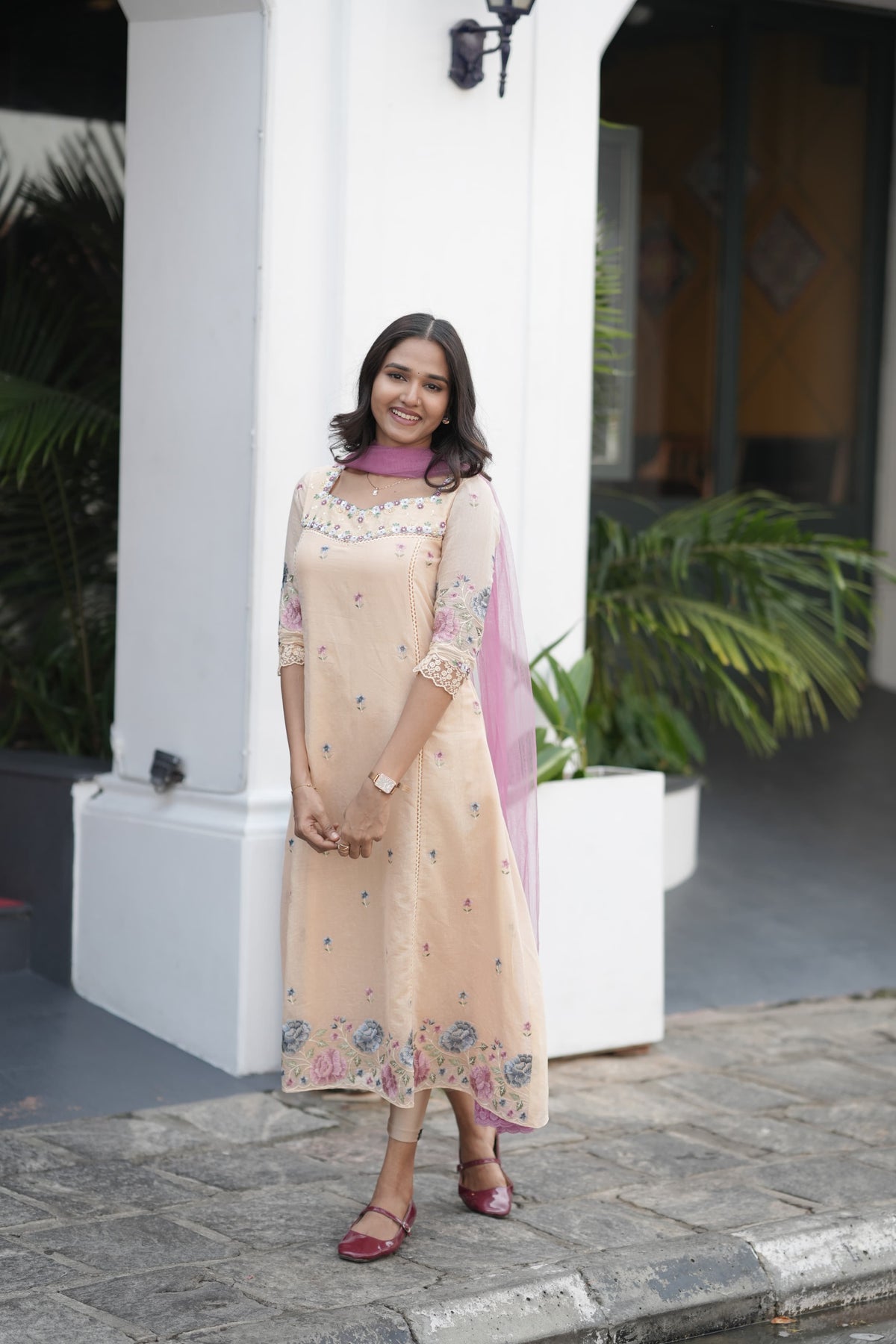Handworked Panel cut kurta with Dupatta
