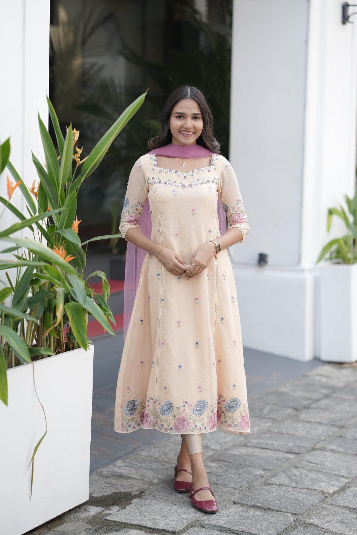 Handworked Panel cut kurta with Dupatta