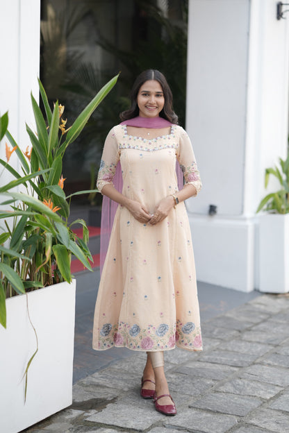 Handworked Panel cut kurta with Dupatta