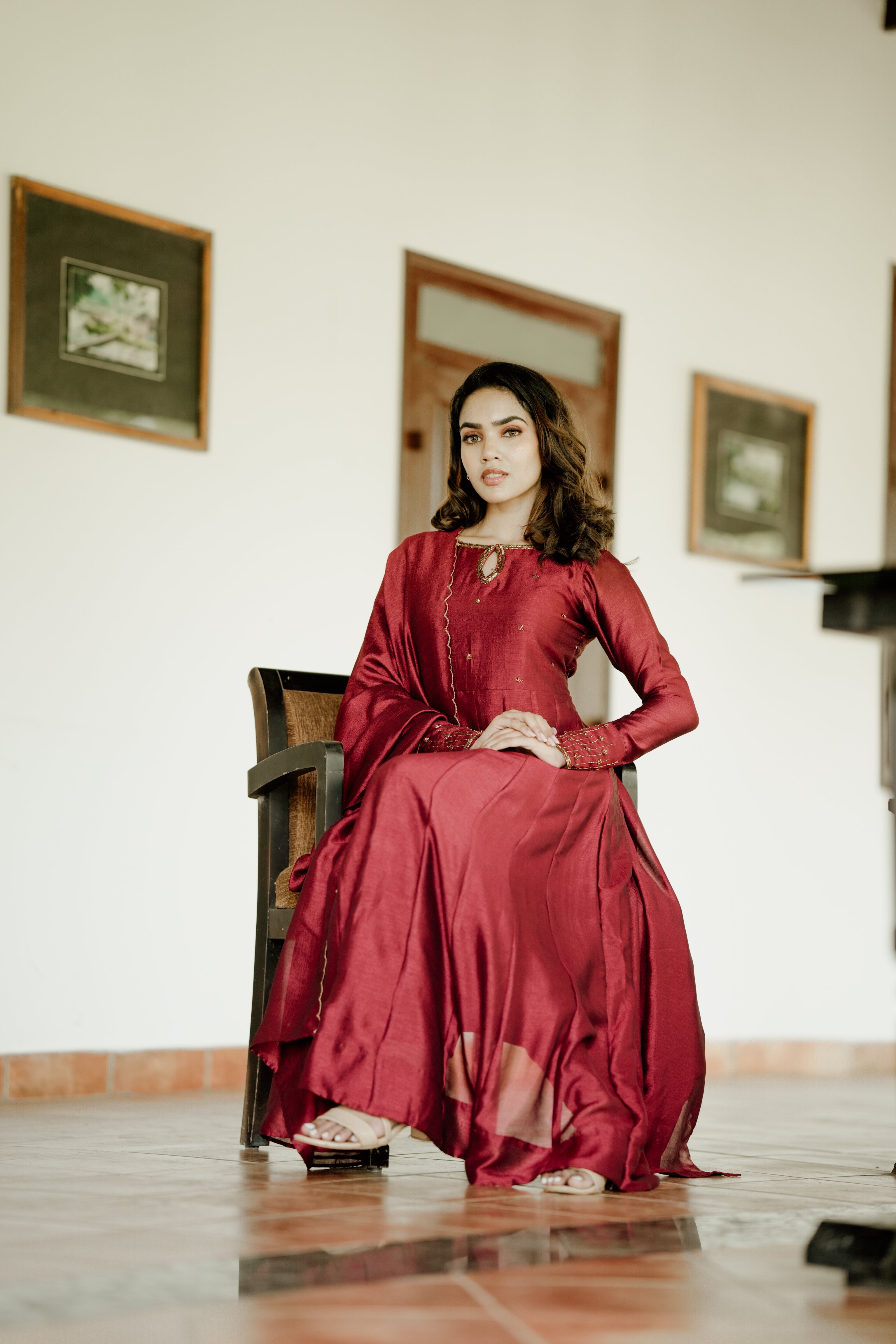 Handworked Panel Cut Kurta with Dupatta