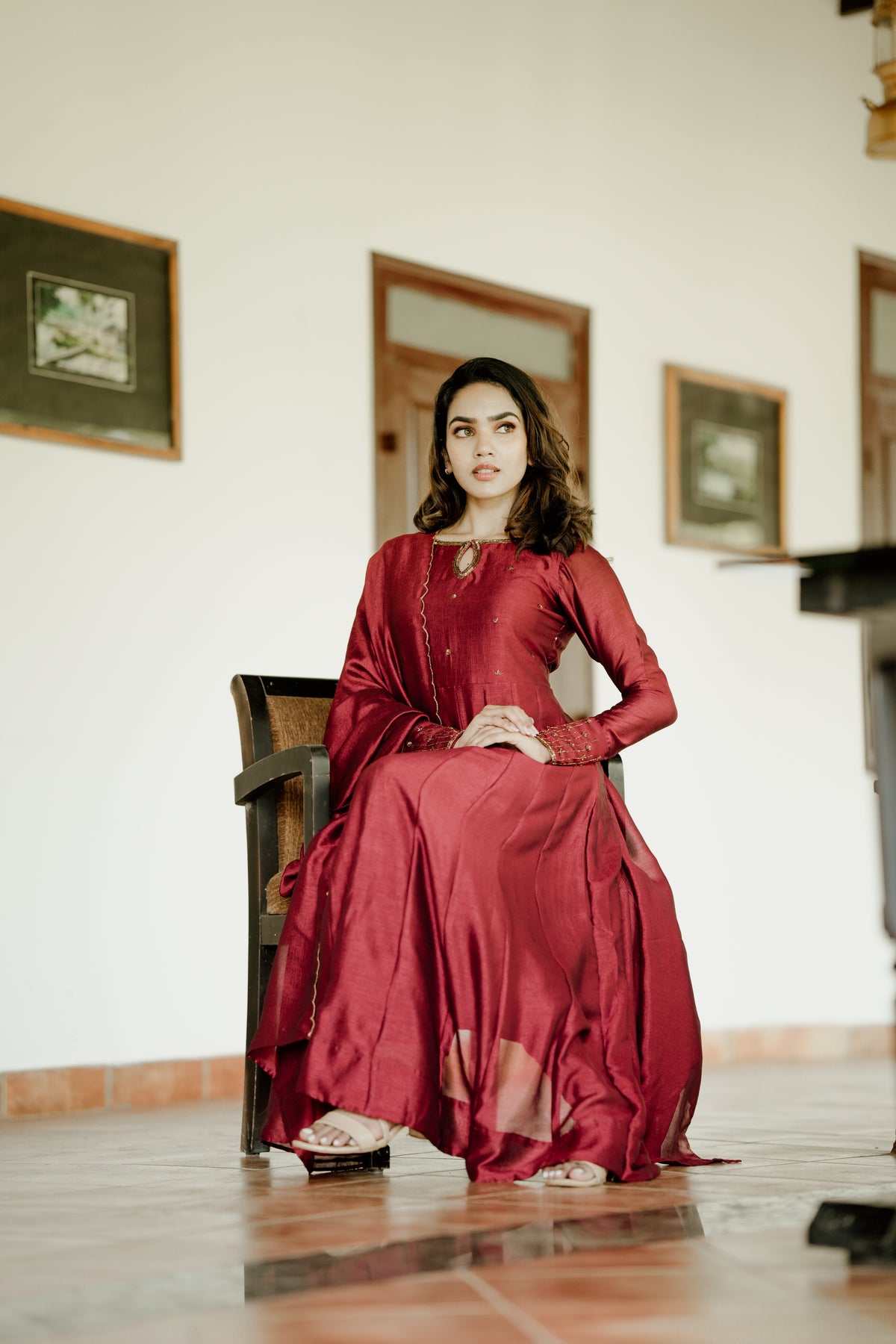 Handworked Panel Cut Kurta with Dupatta