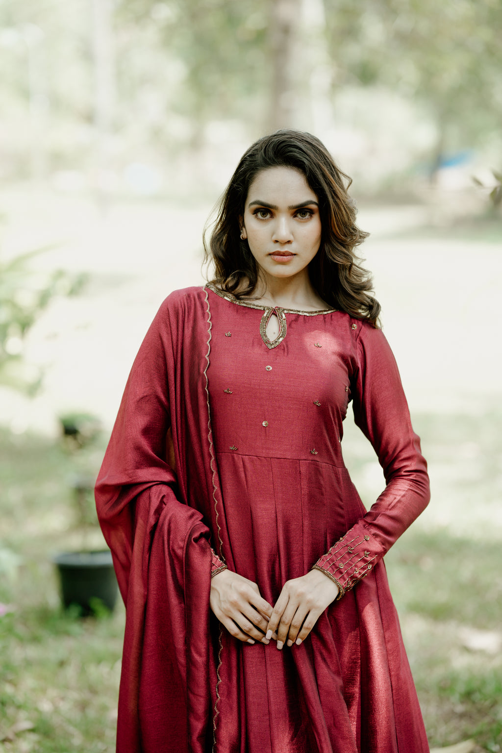 Handworked Panel Cut Kurta with Dupatta
