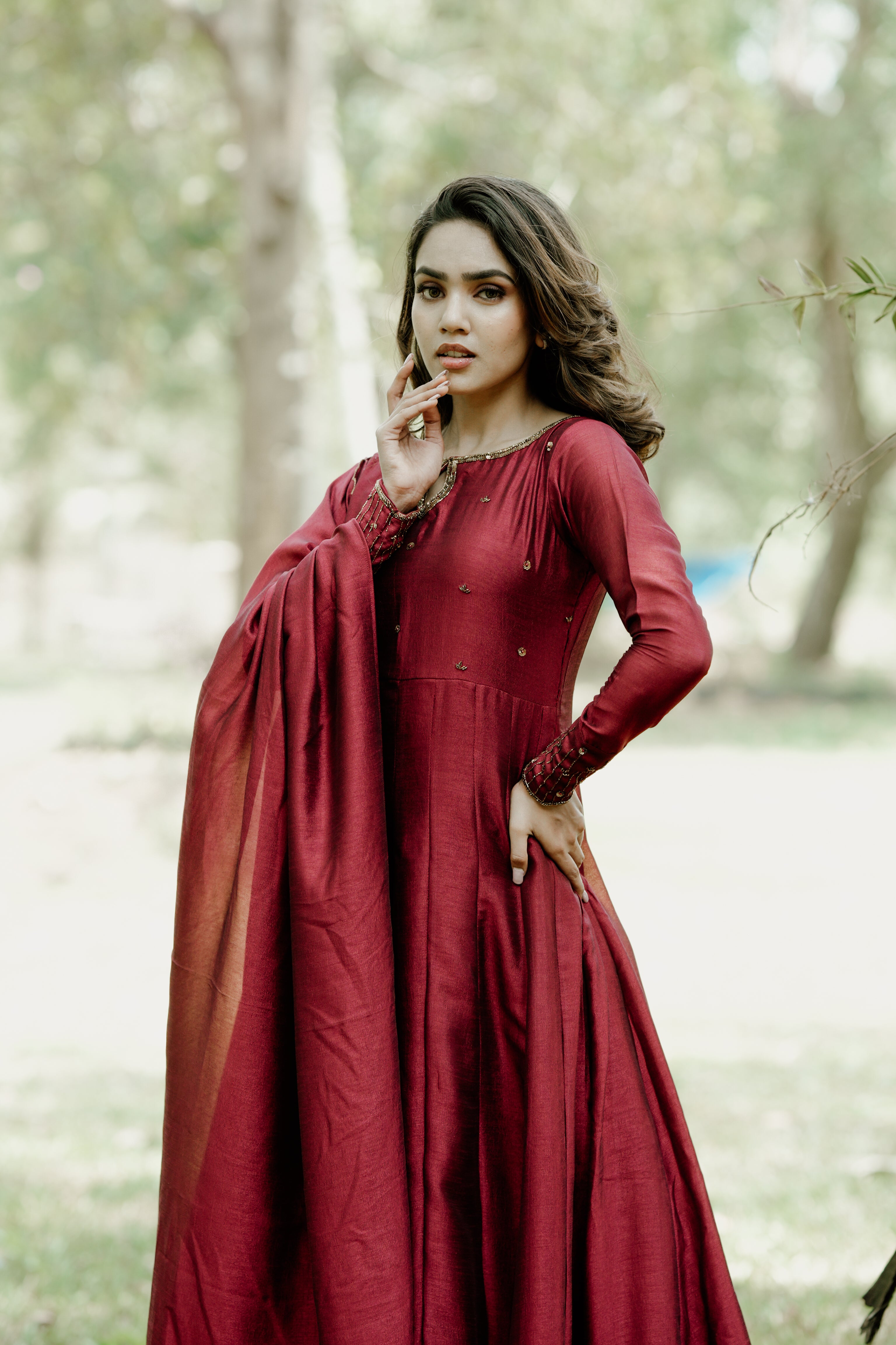 Handworked Panel Cut Kurta with Dupatta