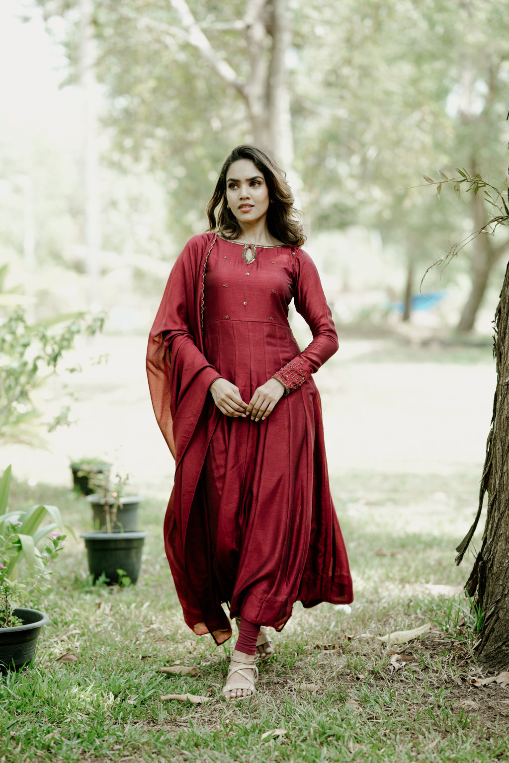 Handworked Panel Cut Kurta with Dupatta
