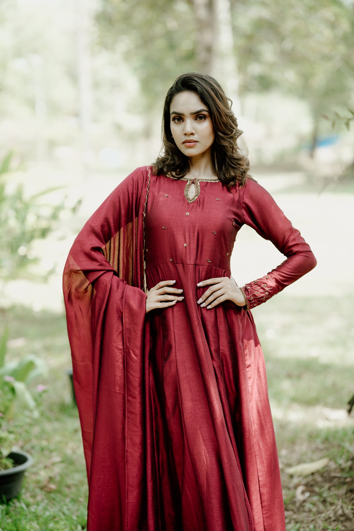 Handworked Panel Cut Kurta with Dupatta